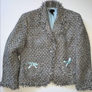 Carole Little Tweed Silk Blend Jacket Blazer